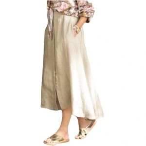 Soft Surroundings Neapolitan Linen Flax Tan Skirt Size Petite Large